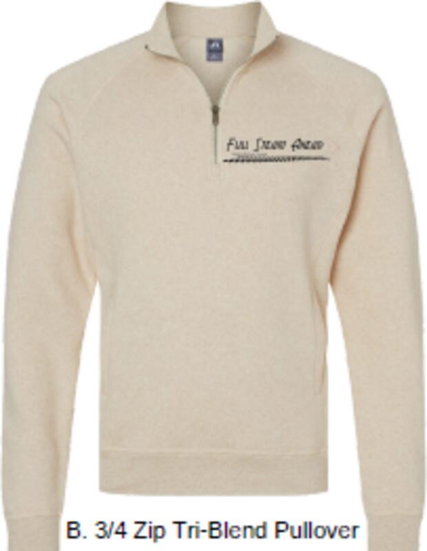 B. 3/4 Zip Tri-Blend Pullover S-XL